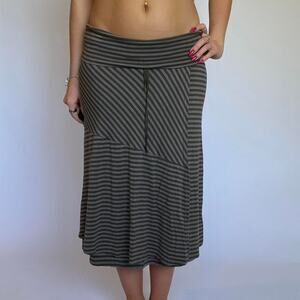 Athleta Brown Striped Midi Skirt